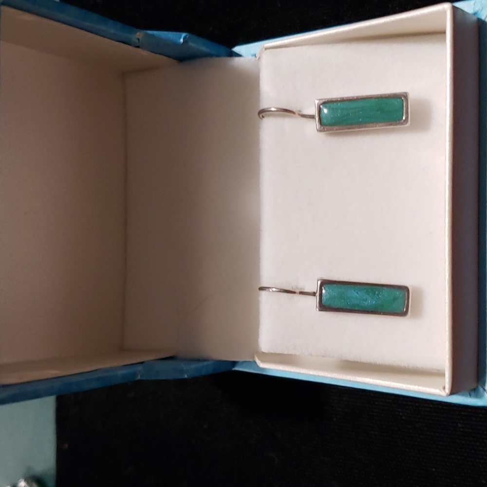 Silver Tone Royston Turquoise Earrings